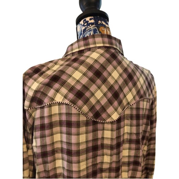 Shyanne Unique Accent Purple Western Cowgirl Long Sleeve Button Down Shirt Sz XL - Picture 12 of 16
